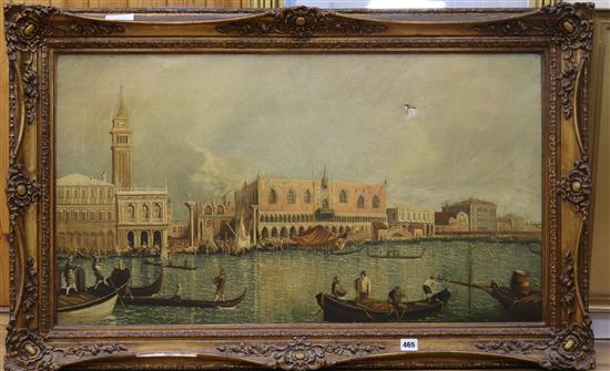 After Guardi, oil on canvas, View of Venice 50 x 91cm.